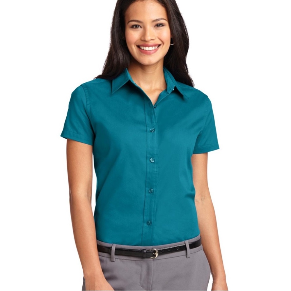 🐣Liz Claiborne Turquoise Button Down Stretch Blouse